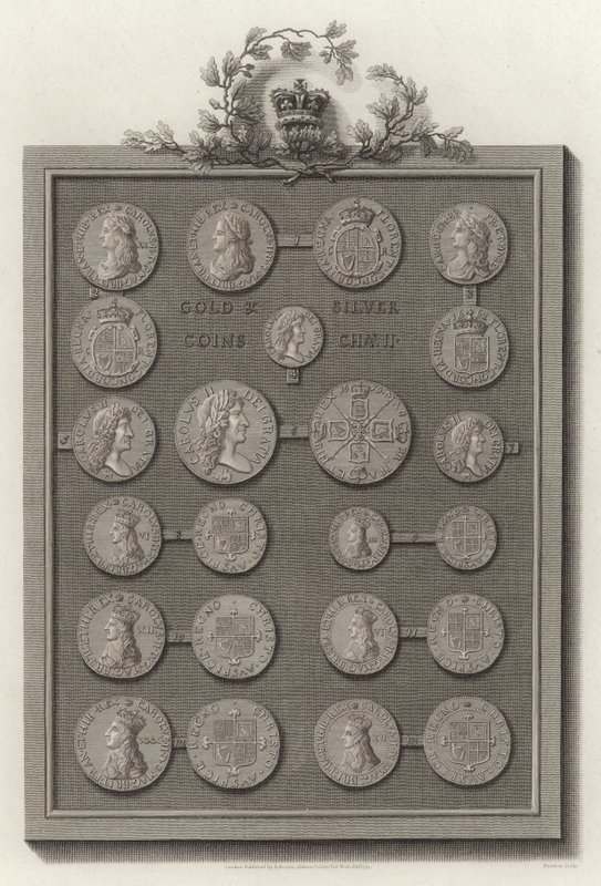 Moedas de Ouro e Prata, Chas II de English School