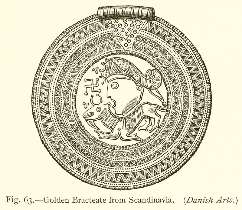 Bracteato Dourado da Escandinávia de English School