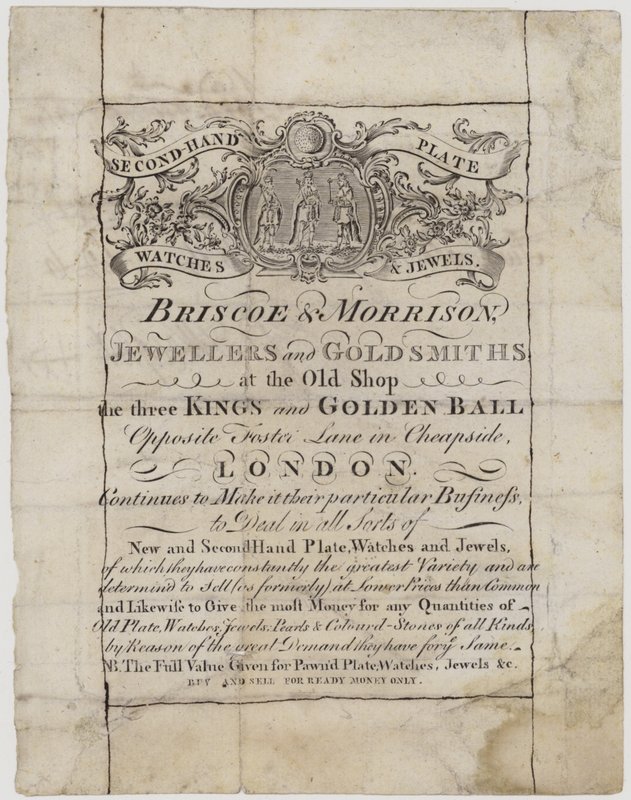 Ourivesaria e ourives, Briscoe e Morrison, cartão comercial de English School