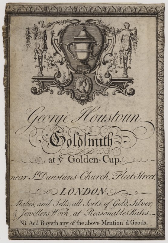 Ourives e ourives, George Houstoun, cartão comercial de English School