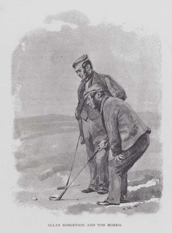 Golfe: Allan Robertson e Tom Morris (litho) de English School