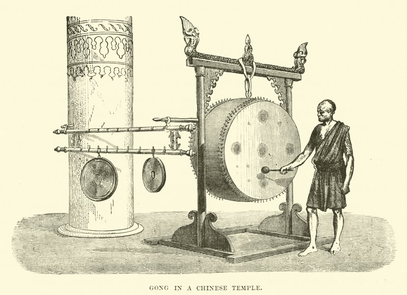 Gong em um templo chinês de English School