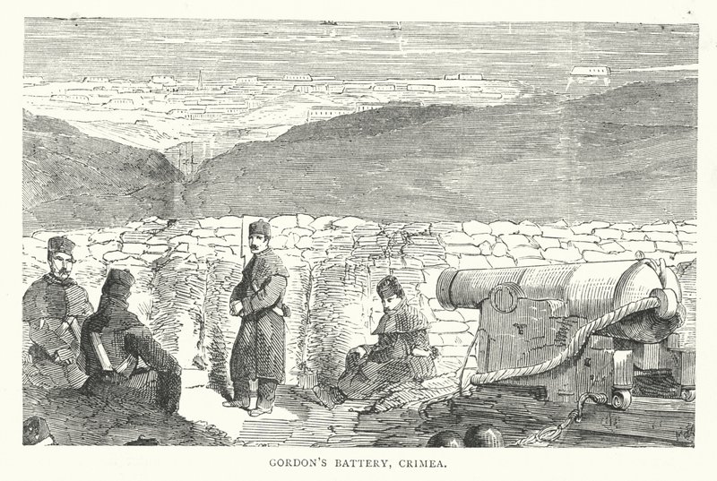 Bateria de Gordon, Crimeia (gravura) de English School