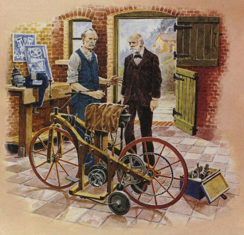 Gottlieb Daimler e seu amigo Wilhelm Maybach de English School