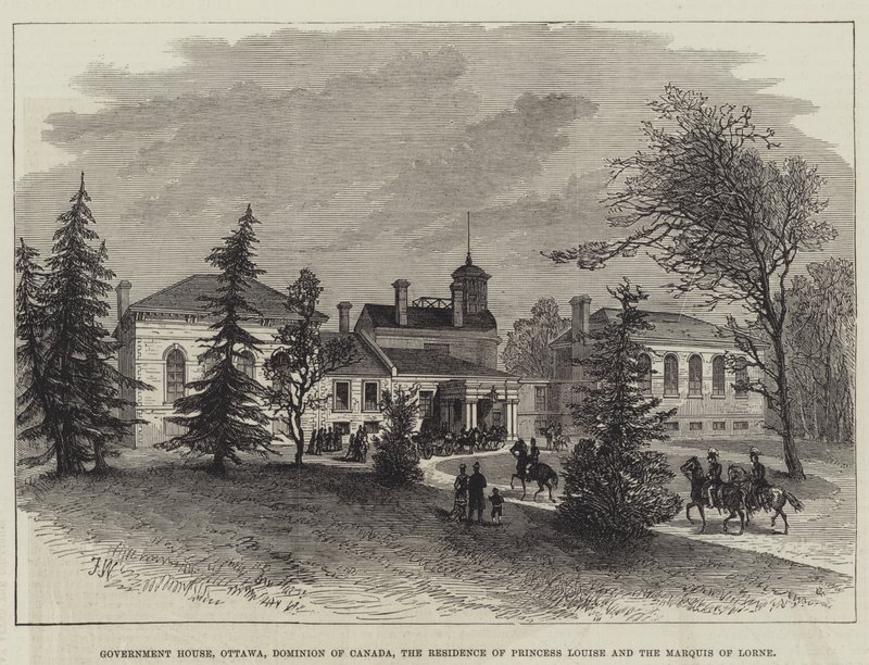 Casa do Governo, Ottawa, Dominion of Canada, Residência da Princesa Luísa e do Marquês de Lorne (gravura) de English School