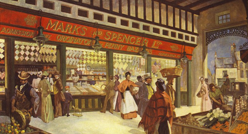 Grainger Market Hall Bazar Newcastle, ainda existe em sua forma original, 1895 de English School