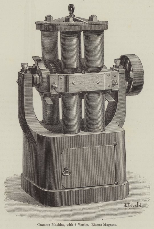 Máquina Gramme, com 8 Electro-Magnets Verticais (gravura) de English School