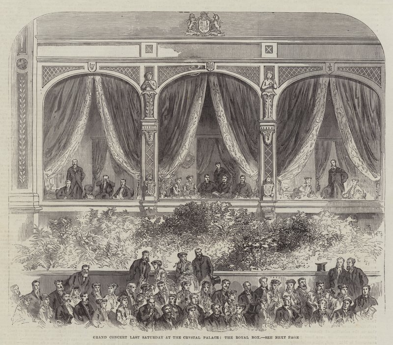 Grande Concerto no Sábado passado no Palácio de Cristal, a Caixa Real (gravura) de English School