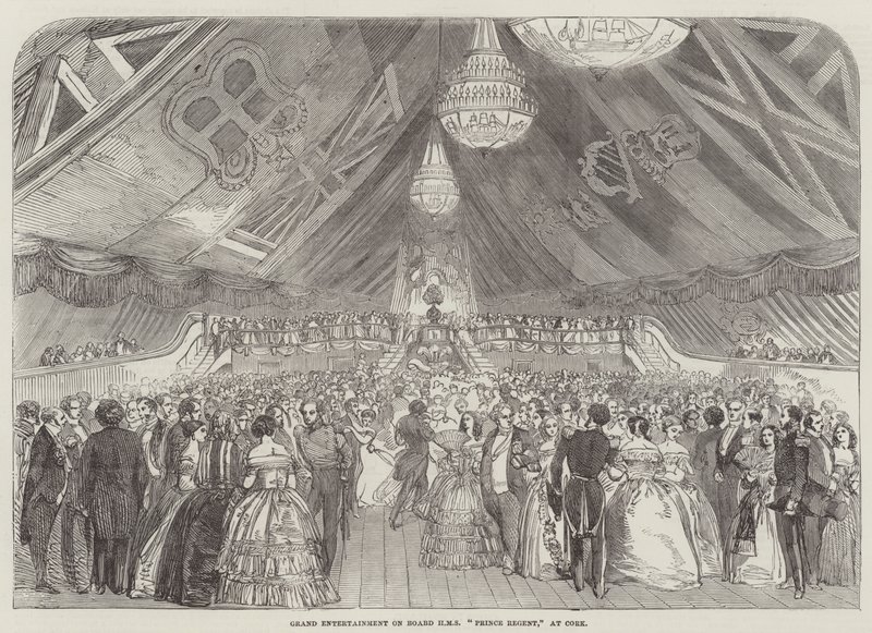 Grand Entertainment on Board HMS "Prince Regent", em Cork (gravura) de English School