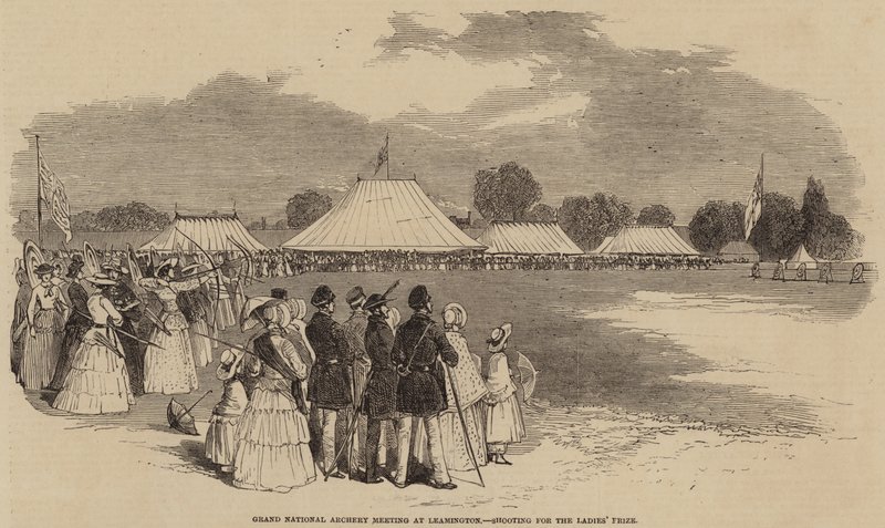 Grande Encontro Nacional de Tiro com Arco em Leamington, Tiro para o Prémio das Senhoras (gravura) de English School