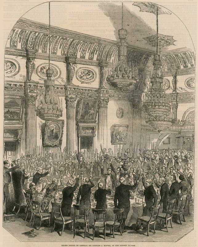 Grande jantar para o general Sir Charles J Napier na London Tavern, Londres de English School
