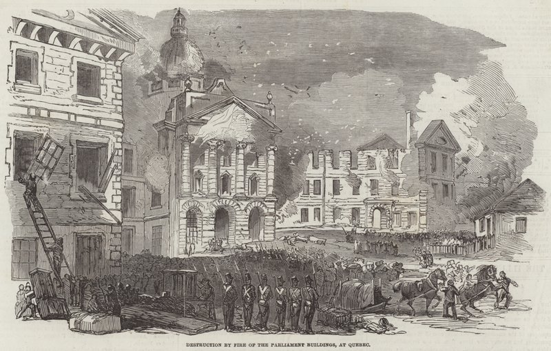 Great Fire at Quebec (gravura) de English School