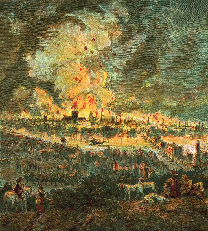 Grande Incêndio de Londres (1666) de English School