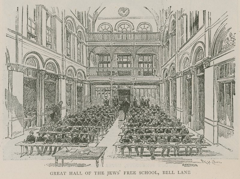 Grande Salão da Escola Livre dos Judeus, Bell Lane, Londres de English School