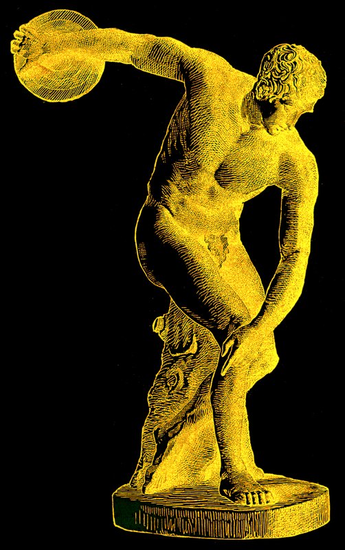 Atleta grego jogando o disco, ilustração da história universal ilustrada de Cassells por Edward Ollier, 1890 (imagem digital melhorada) de English School