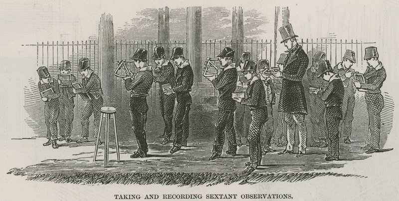 Greenwich Royal Hospital Schools; Tomando e registrando observações de sextante de English School