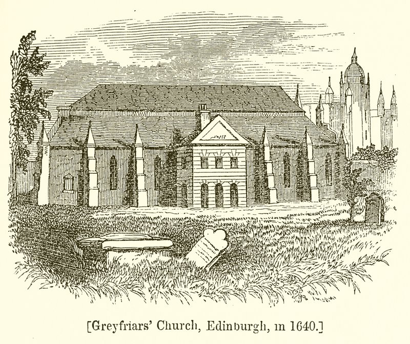 Igreja Greyfriars, Edimburgo, em 1640 de English School