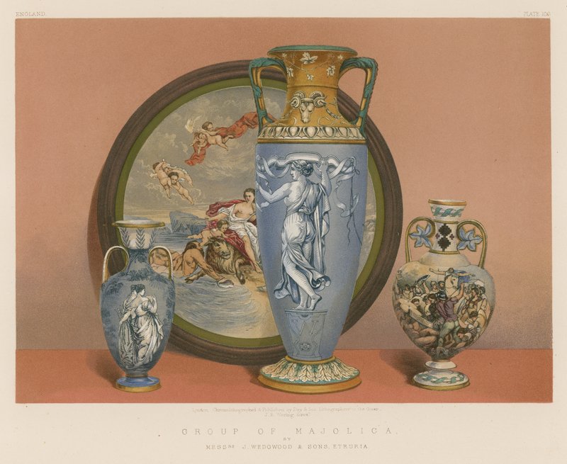 Grupo de Majólica por Srs. J Wedgwood e Filhos, Etrúria de English School