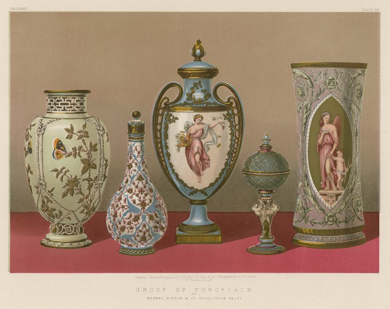 Grupo de Porcelana de Minton and Co, Stoke-upon-Trent de English School