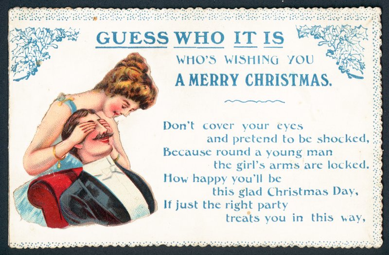 Adivinha quem Senhora provocando homem! Cartão de Natal. de English School