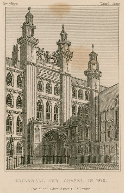 Guildhall e Capela, Londres, em 1810 de English School
