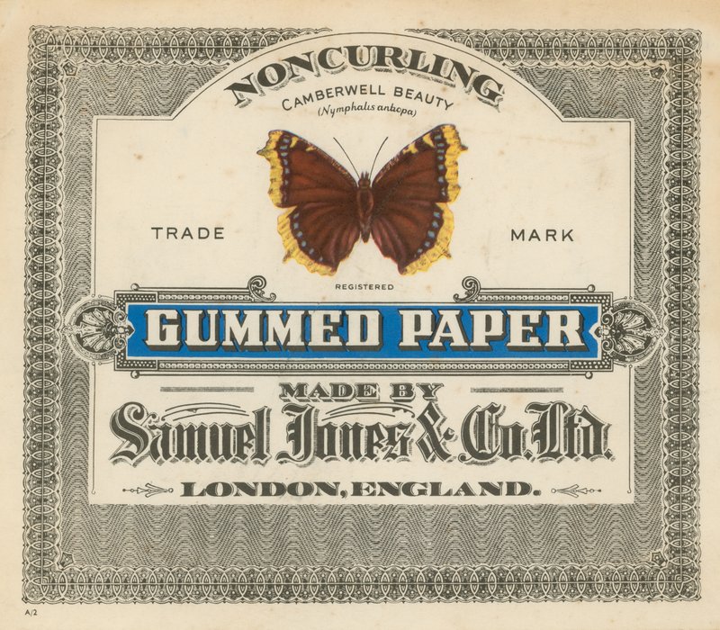Papel gomado, feito por Samuel Jones & Co Ltd, Londres de English School
