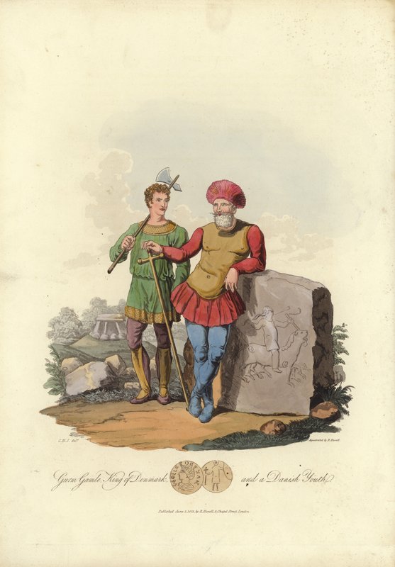 Gurm Gamle, rei da Dinamarca, e uma juventude dinamarquesa de English School