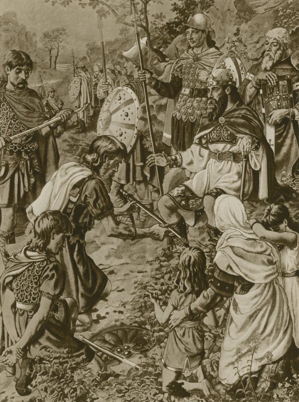 Submissão de Guthrums a Alfred the Great (gravura) de English School