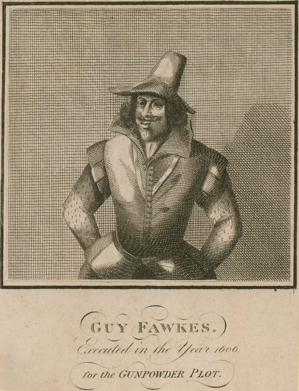 Guy Fawkes, executado no ano de 1606 para o lote de pólvora de English School