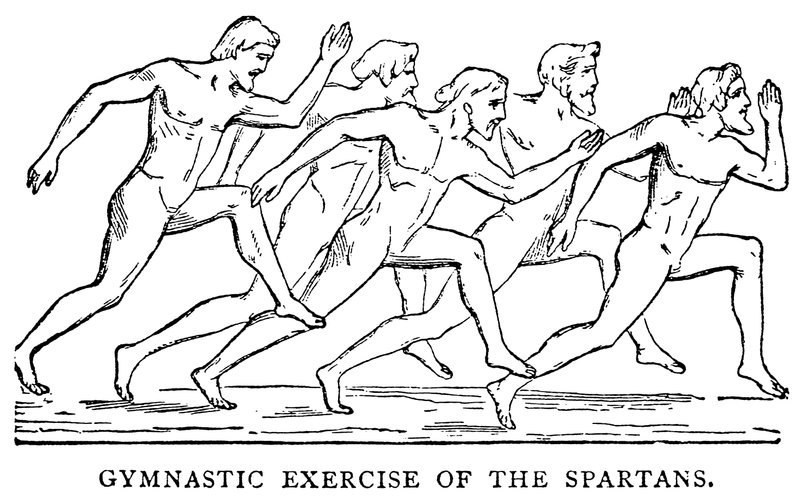Exercício ginástico dos espartanos, ilustração da história ilustrada do mundo, c.1880 de English School