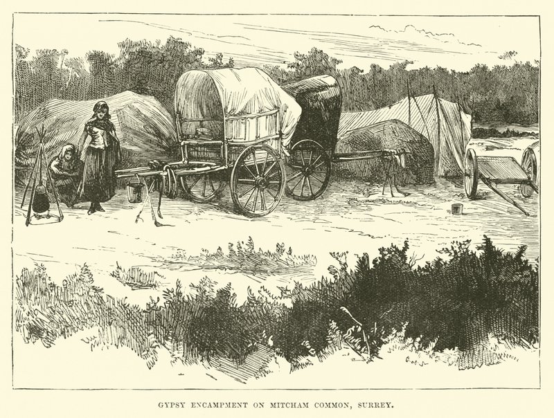 Acampamento cigano em Mitcham Common, Surrey de English School
