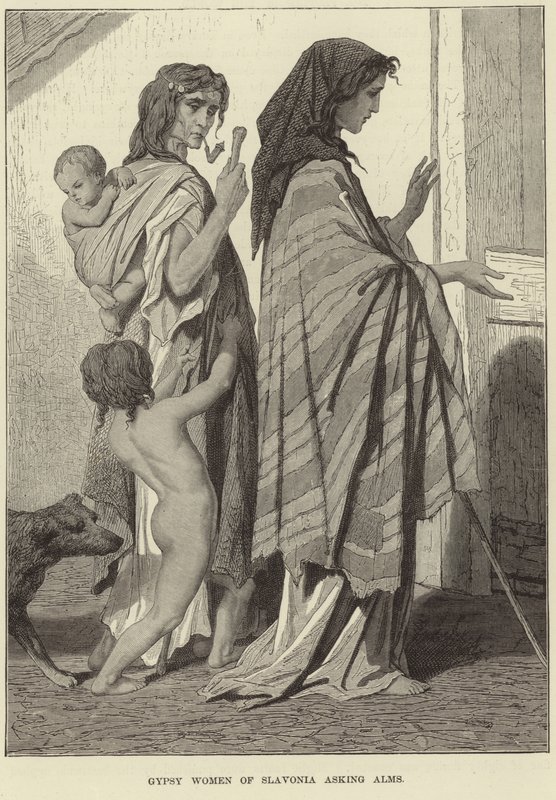 Mulheres ciganas da Eslavônia pedindo esmola de English School
