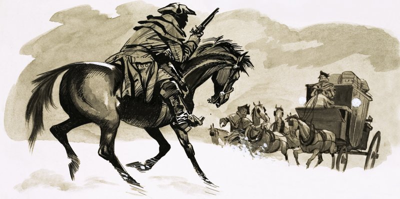 HIghwayman prestes a atacar carruagem de English School