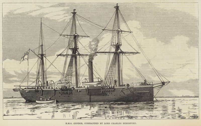 HMS Condor, comandado por Lord Charles Beresford (gravura) de English School