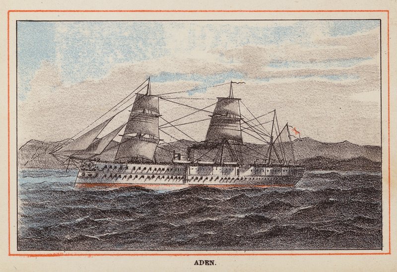 Navio de transporte de tropas HM Indian: Adem (gravura a cores) de English School