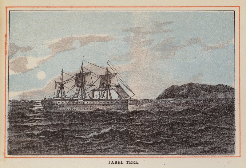 Navio de transporte de tropas HM Indian: Jabel Teel (gravura a cores) de English School