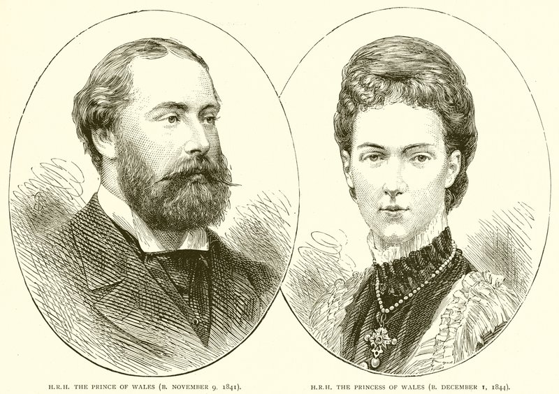 SAR o Príncipe de Gales (B. 9 de novembro de 1841). Sua Alteza Real a Princesa de Gales (B. 1 de dezembro de 1844) de English School