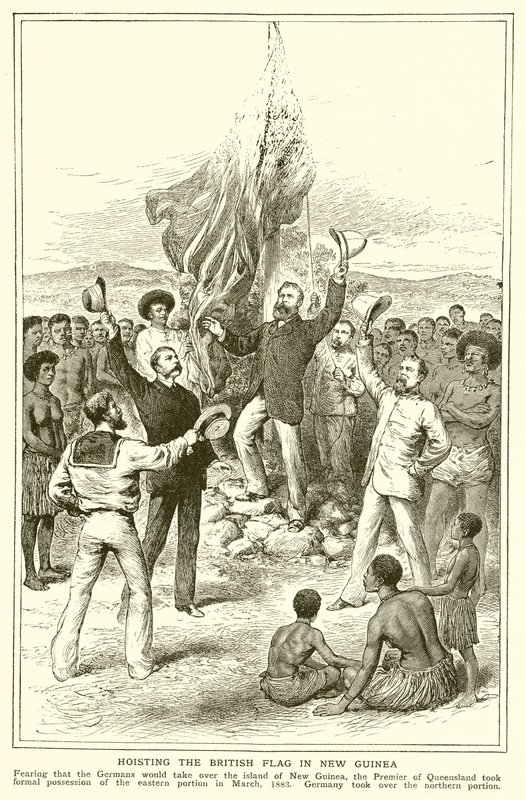 HM Chester, Magistrado de Queensland no içamento da bandeira britânica na Nova Guiné, em março de 1883 de English School