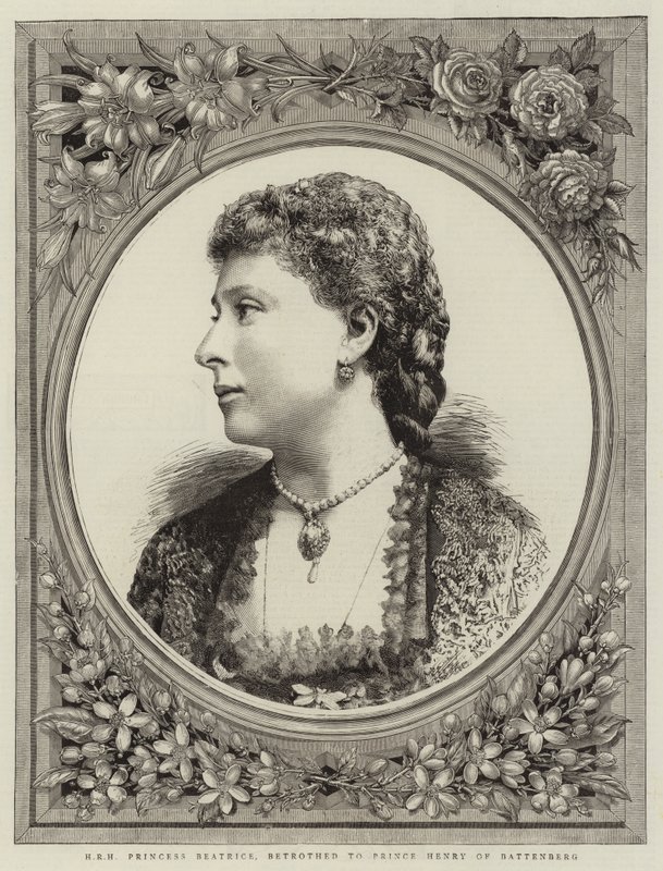H R H Princesa Beatrice, Betrothed to Príncipe Henrique de Battenberg (gravura) de English School