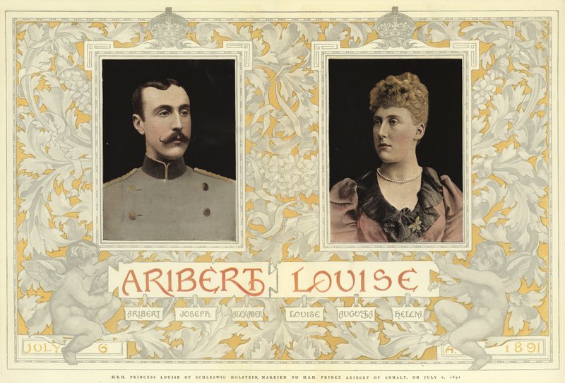 SAR a Princesa Luísa de Schleswig Holstein, casada com S.A.S. o Príncipe Aribert de Anhalt, em 6 de julho de 1891 (litografia a cores) de English School