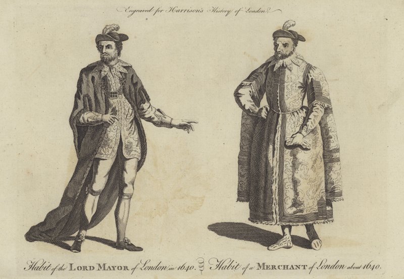 Hábito do senhor prefeito de Londres em 1640 e hábito de um comerciante de Londres em 1640 de English School