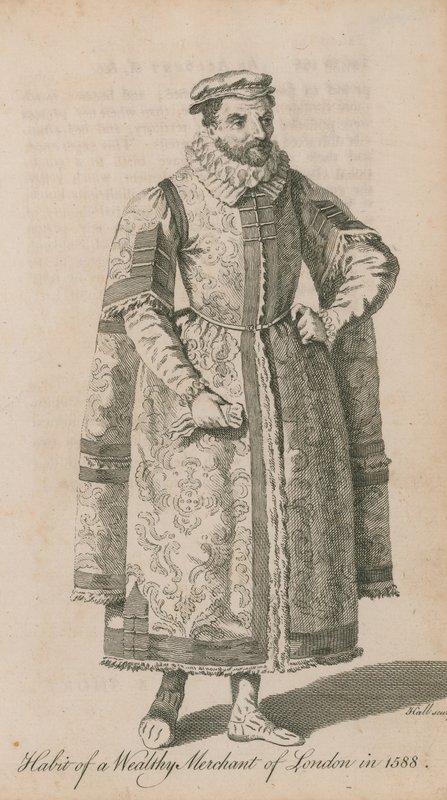 Hábito do rico mercador de Londres em 1588 de English School