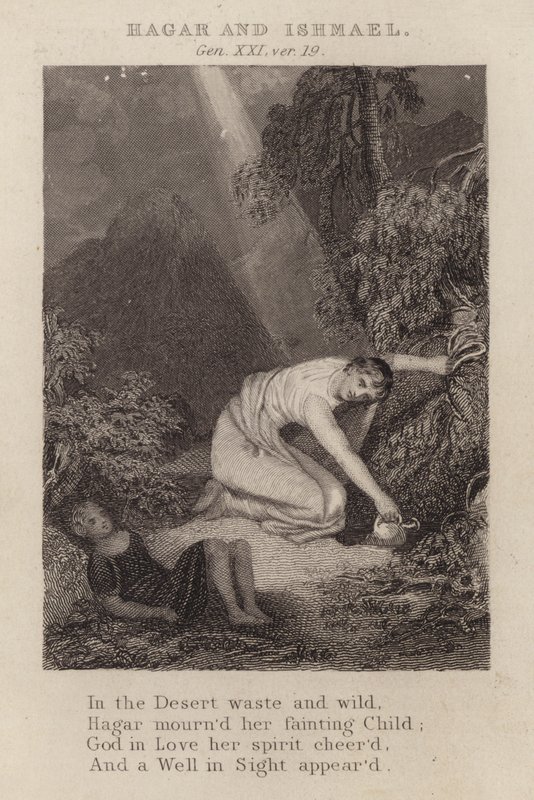 Hagar e Ismael, Gênesis XXI, ver 19 (gravura) de English School