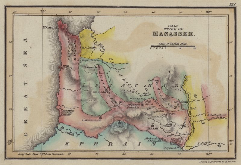 Meia Tribo de Manasseh (gravura colorida) de English School