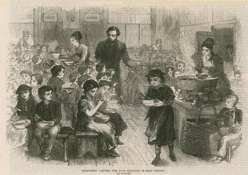 Jantares de Halfpenny para crianças pobres em East London de English School