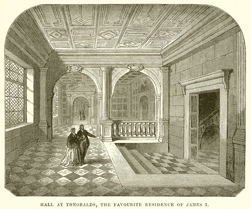 Salão em Theobalds, a residência favorita de James I de English School