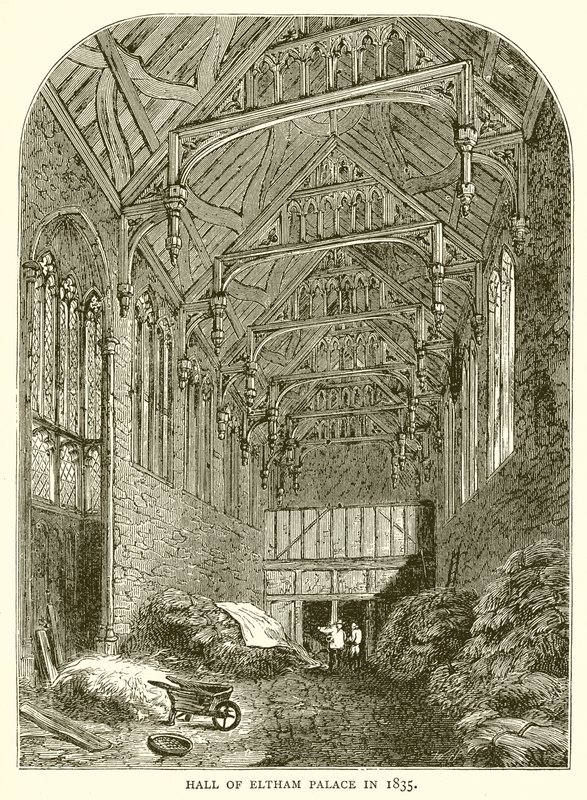 Salão do Palácio Eltham em 1835 de English School
