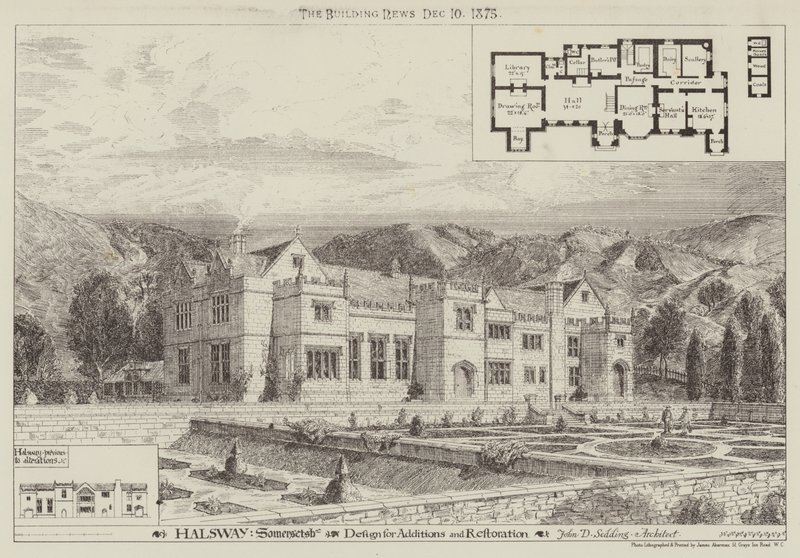 Halsway, Somersetshire, Design para Adições e Restauração (gravura) de English School