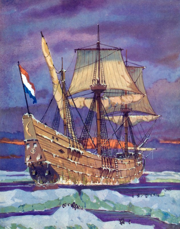Reduzir à metade Maen, ou meia lua, Henry Hudson (cor litho) de English School