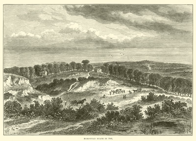 Hampstead Heath em 1840 (gravura) de English School